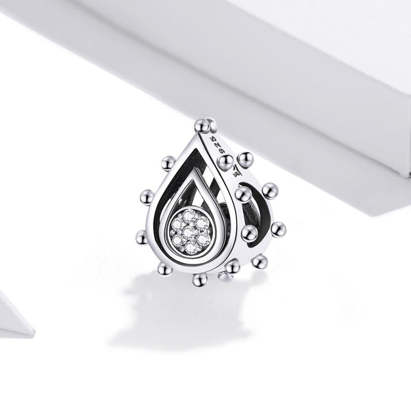 Lotus Flower Bud Sterling Silver Zircon CZ Bead Charm Bracelet Necklace