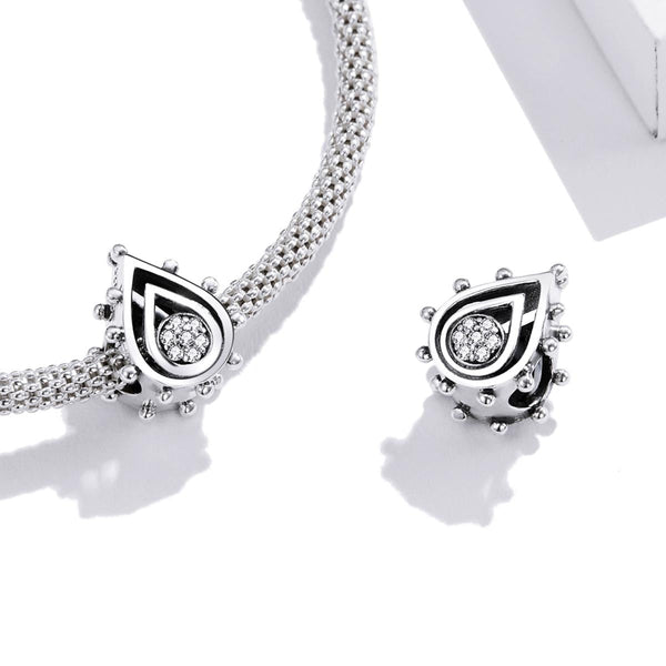 Lotus Flower Bud Sterling Silver Zircon CZ Bead Charm Bracelet Necklace