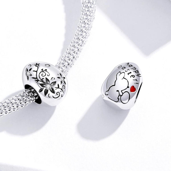 Oval Shape Flowers Sterling Silver Zircon CZ Spacer Bead Charm Bracelet Necklace