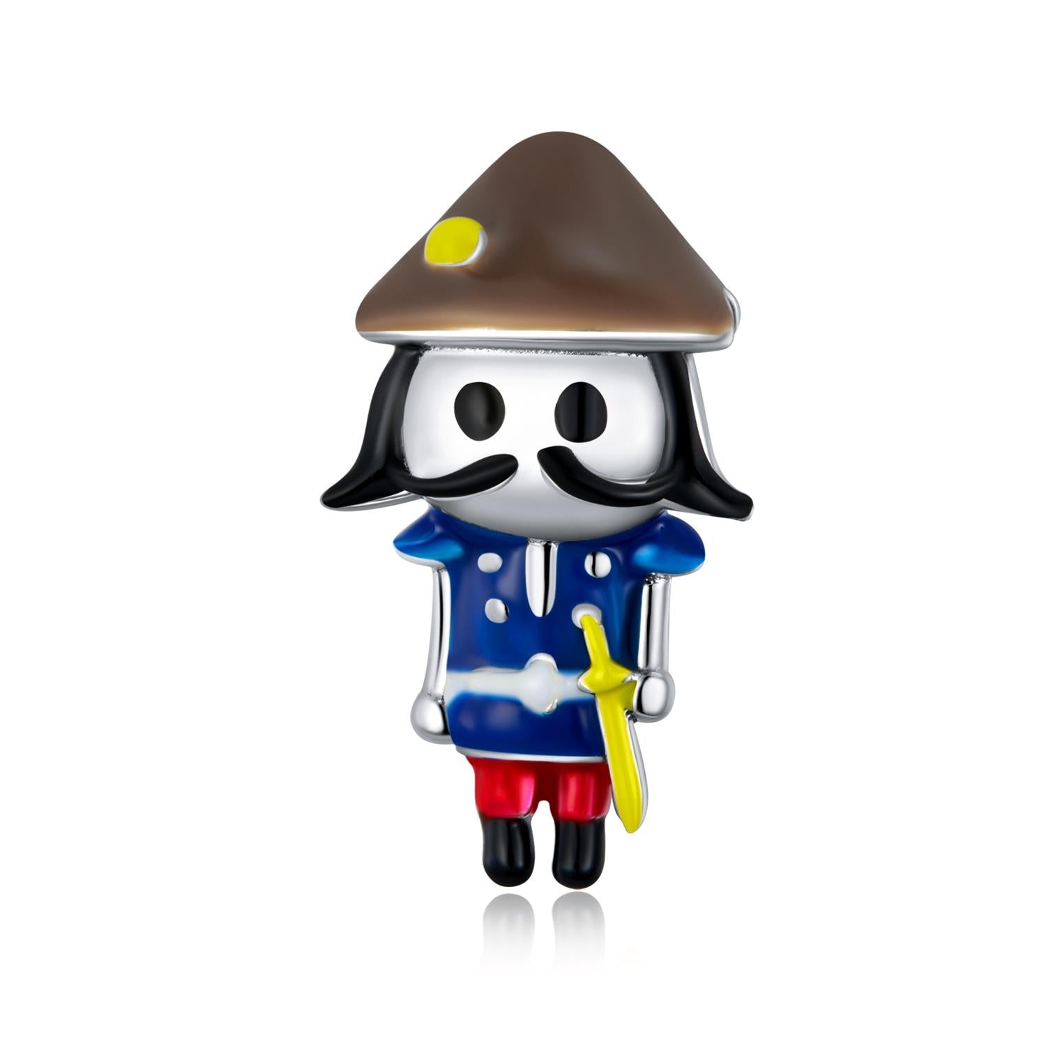 Toy Soldier Guard Enamel Sterling Silver Bead Charm Pendant Bracelet Necklace