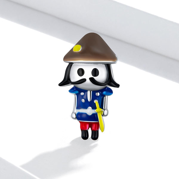 Toy Soldier Guard Enamel Sterling Silver Bead Charm Pendant Bracelet Necklace