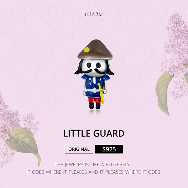 Toy Soldier Guard Enamel Sterling Silver Bead Charm Pendant Bracelet Necklace