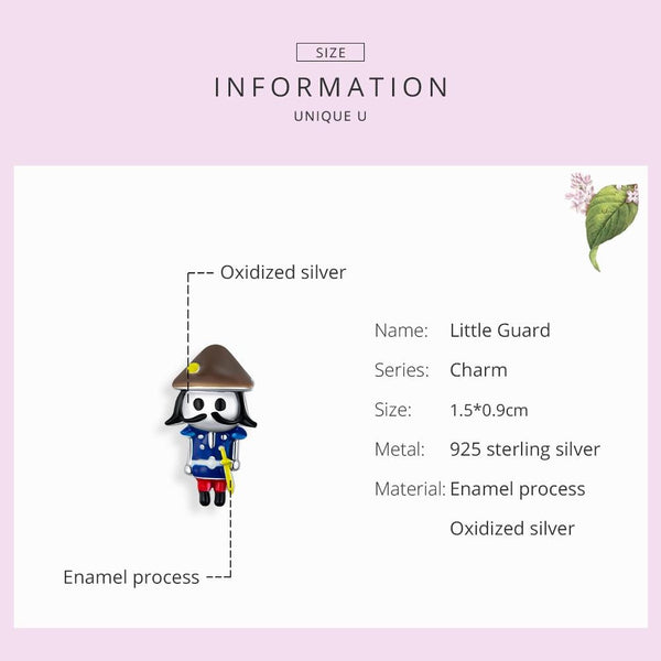 Toy Soldier Guard Enamel Sterling Silver Bead Charm Pendant Bracelet Necklace