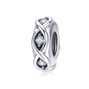 Sparkling Sterling Silver Zircon CZ Spacer Bead Charm Bracelet Necklace