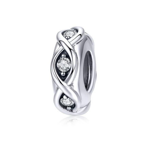 Sparkling Sterling Silver Zircon CZ Spacer Bead Charm Bracelet Necklace