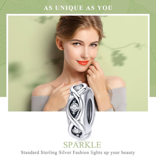 Sparkling Sterling Silver Zircon CZ Spacer Bead Charm Bracelet Necklace