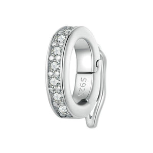 Platinum Plated Sterling Silver Crystal Zircon Buckle Spacer Bead Charm For Bracelets