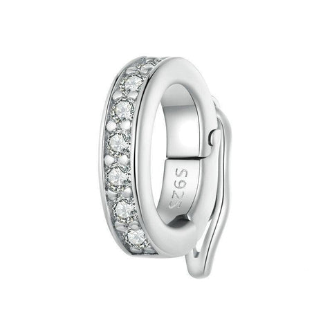Platinum Plated Sterling Silver Crystal Zircon Buckle Spacer Bead Charm For Bracelets