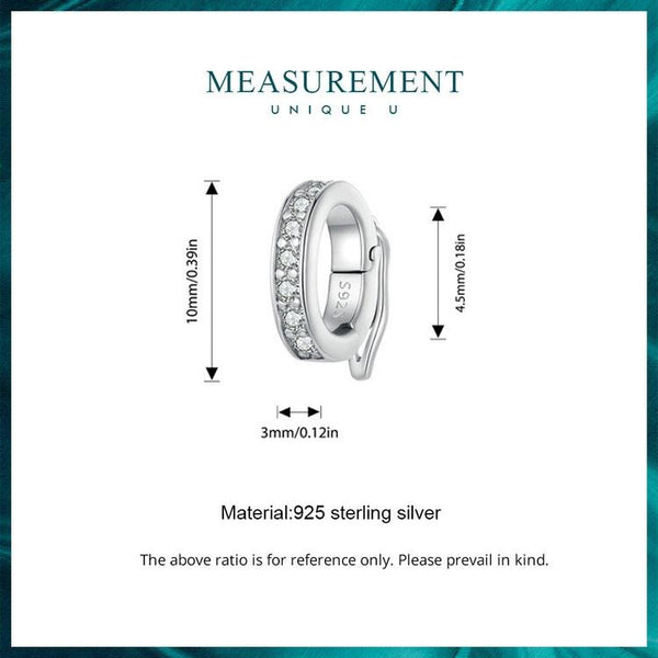 Platinum Plated Sterling Silver Crystal Zircon Buckle Spacer Bead Charm For Bracelets