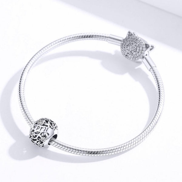 Diamond April Birthstone Sterling Silver Zircon CZ Bead Charm Bracelet Necklace