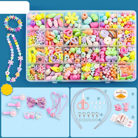 DIY Bracelet Necklace Jewellery Making Kit Kids Children 24 Designs Pastel