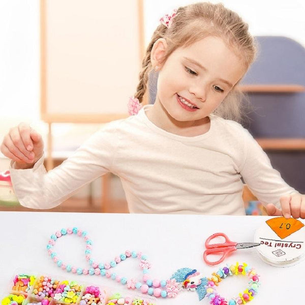 DIY Bracelet Necklace Jewellery Making Kit Kids Children 24 Designs Pastel