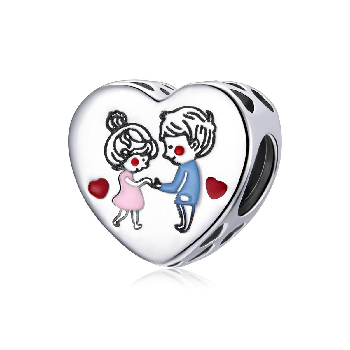Tender Love Enamel Sterling Silver Bead Charm Pendant Bracelet Necklace