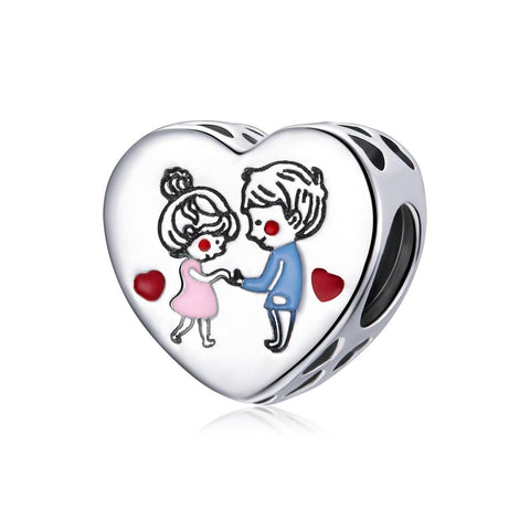 Tender Love Enamel Sterling Silver Bead Charm Pendant Bracelet Necklace