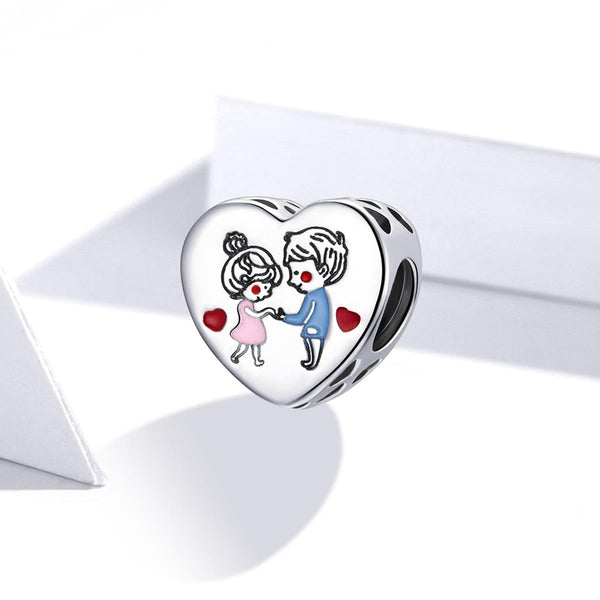 Tender Love Enamel Sterling Silver Bead Charm Pendant Bracelet Necklace