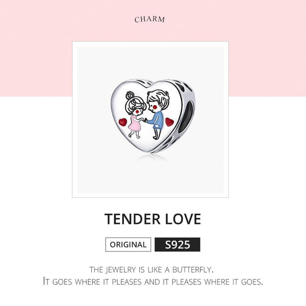 Tender Love Enamel Sterling Silver Bead Charm Pendant Bracelet Necklace