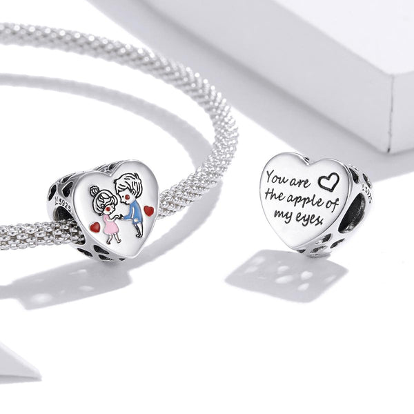Tender Love Enamel Sterling Silver Bead Charm Pendant Bracelet Necklace