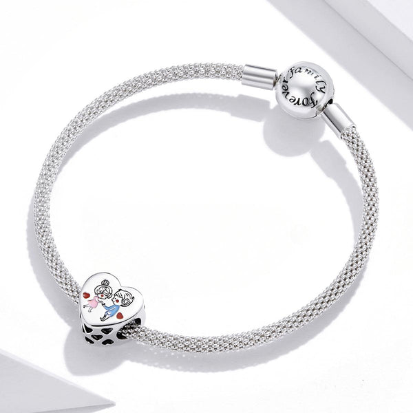 Tender Love Enamel Sterling Silver Bead Charm Pendant Bracelet Necklace