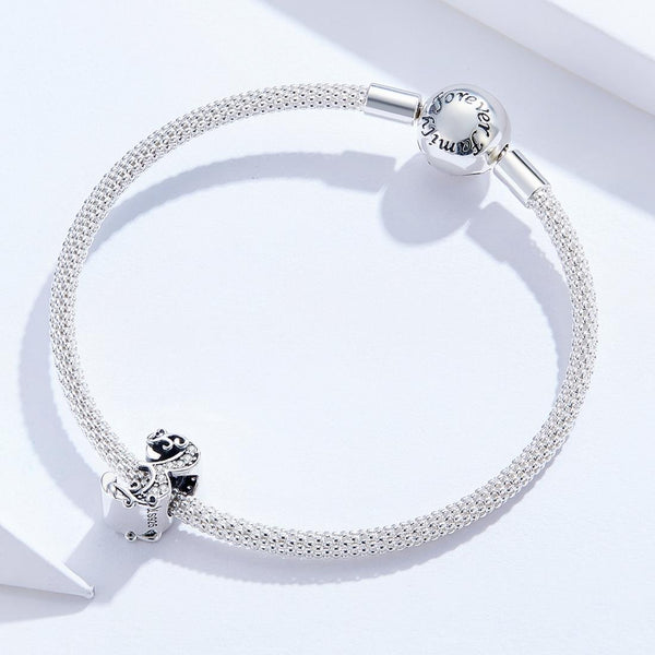 3 Number Numeral Sterling Silver Crystal Zircon CZ Bead Charm Bracelet Necklace