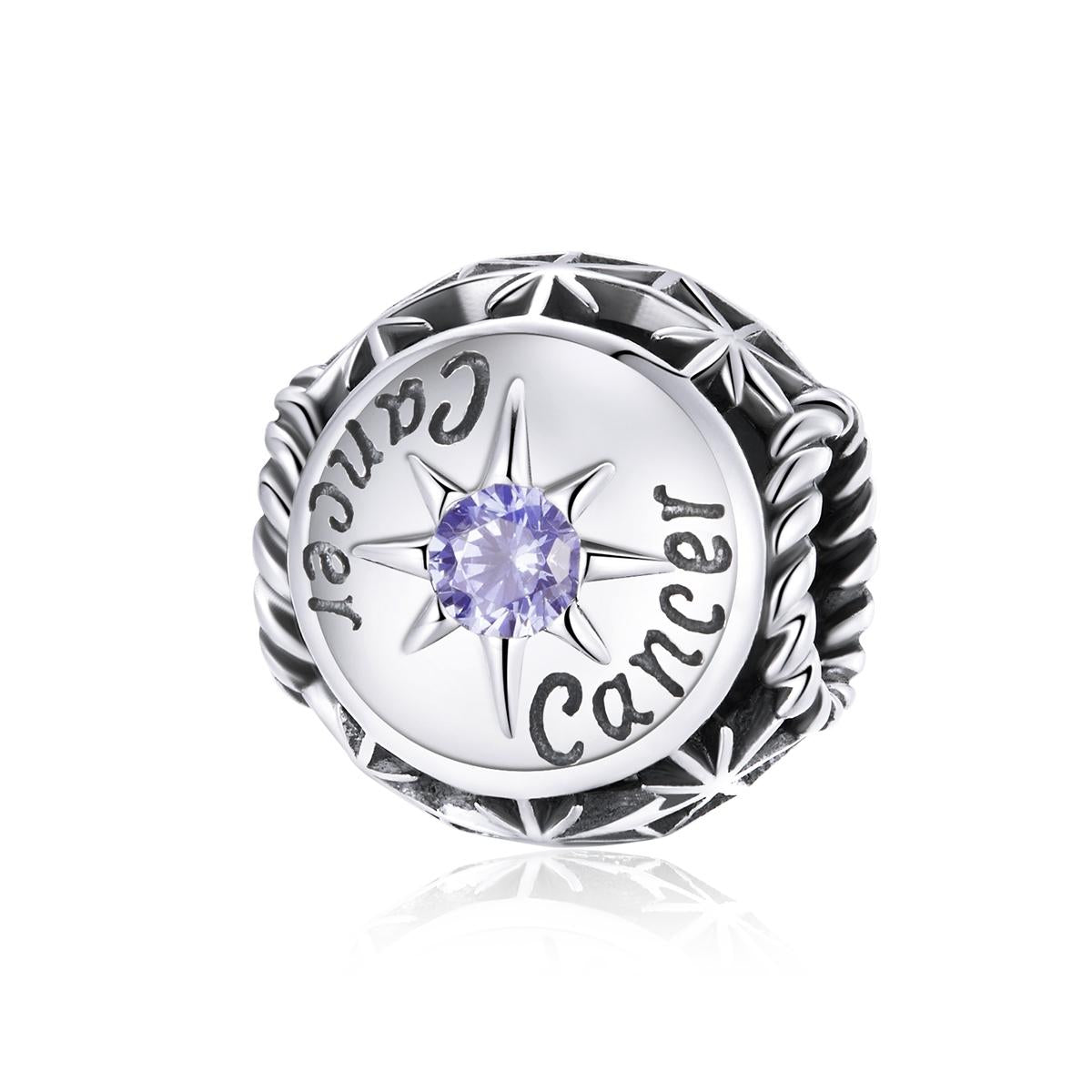 Cancer Zodiac Sterling Silver Zircon CZ Bead Charm Bracelet Necklace