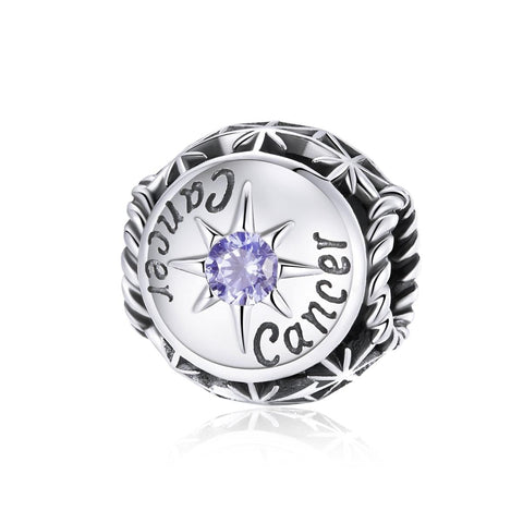 Cancer Zodiac Sterling Silver Zircon CZ Bead Charm Bracelet Necklace