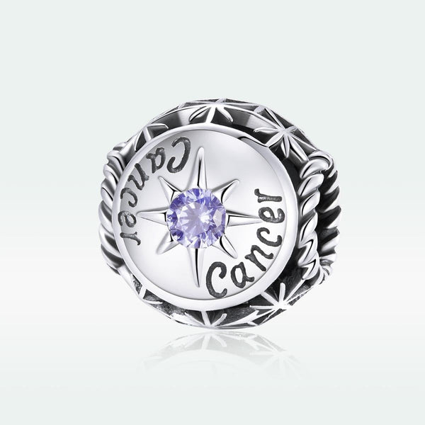 Cancer Zodiac Sterling Silver Zircon CZ Bead Charm Bracelet Necklace