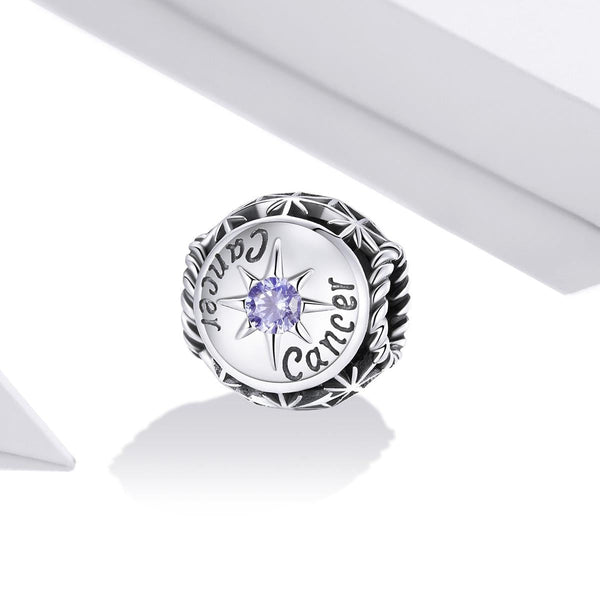 Cancer Zodiac Sterling Silver Zircon CZ Bead Charm Bracelet Necklace