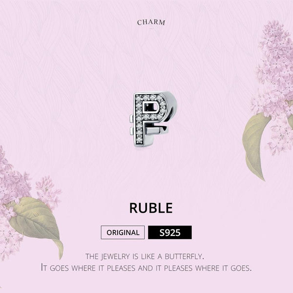 Ruble Pave Sterling Silver Zircon CZ Bead Charm Bracelet Necklace