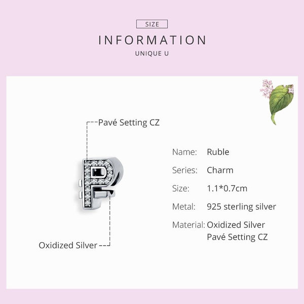 Ruble Pave Sterling Silver Zircon CZ Bead Charm Bracelet Necklace