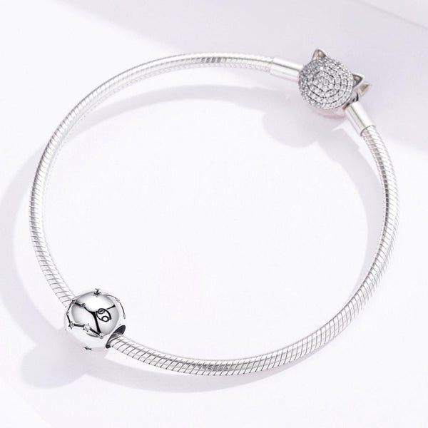 Cancer Zodiac Constellation Sterling Silver Zircon CZ Bead Charm Bracelet Necklace