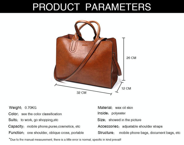 Wax Oil Look Faux PU Leather Womens Shoulder Crossbody Bag Handbag Brown