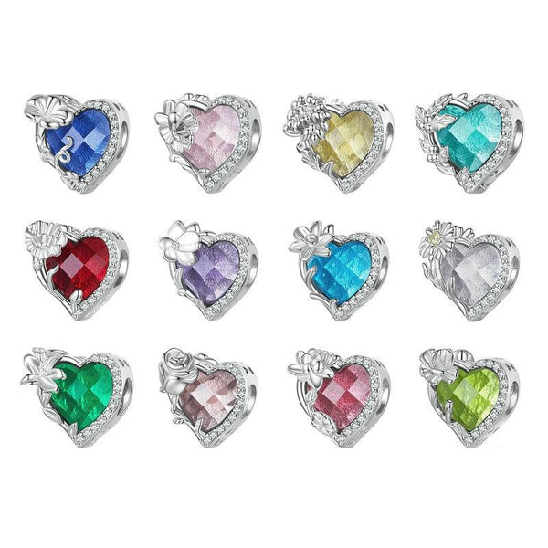 Diamond Daisy April Birthstone Birth Flower Sterling Silver Bead Charm Bracelet