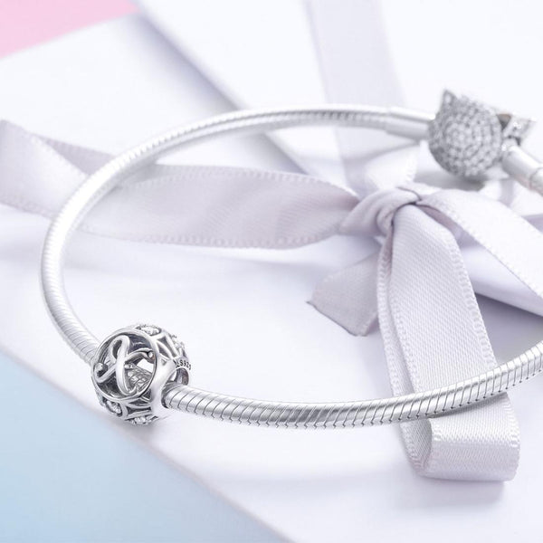 X Initial Letter Sterling Silver Zircon CZ Bead Charm Bracelet Necklace