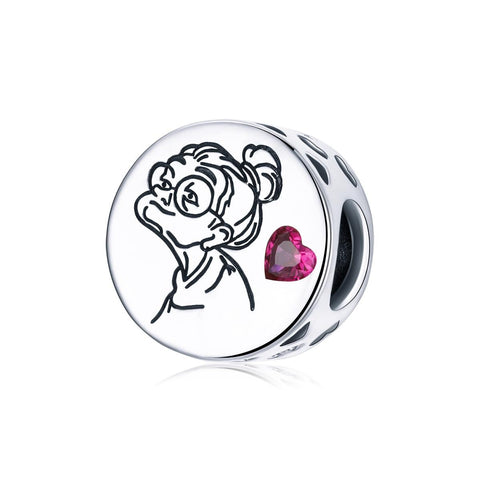 Love You Grandma Sterling Silver Zircon CZ Bead Charm Pendant Bracelet Necklace