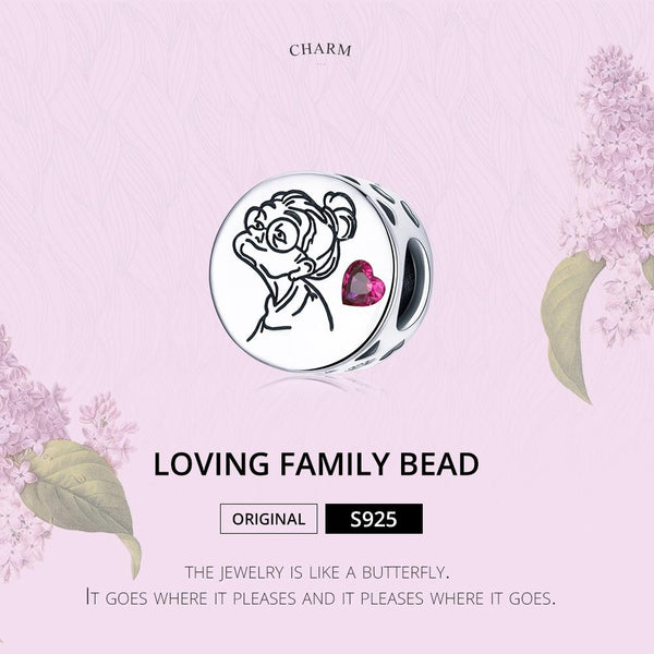 Love You Grandma Sterling Silver Zircon CZ Bead Charm Pendant Bracelet Necklace