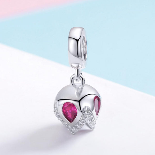 Tulip Sterling Silver Zircon CZ Bead Charm Pendant Bracelet Necklace