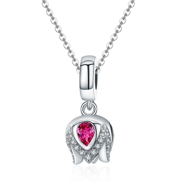 Tulip Sterling Silver Zircon CZ Bead Charm Pendant Bracelet Necklace