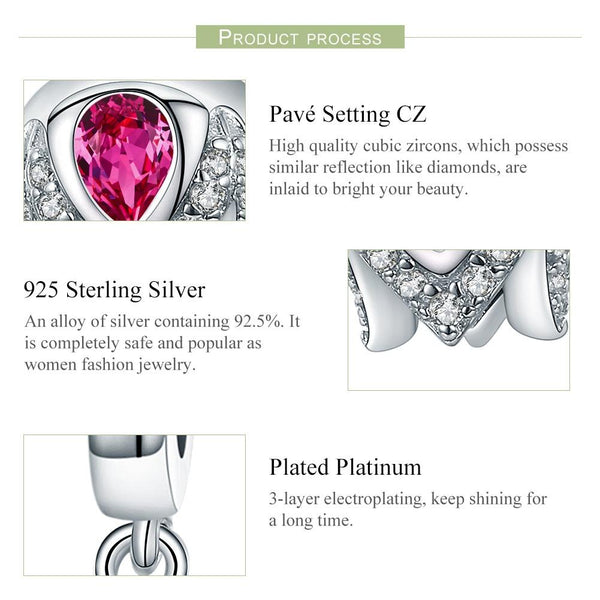 Tulip Sterling Silver Zircon CZ Bead Charm Pendant Bracelet Necklace