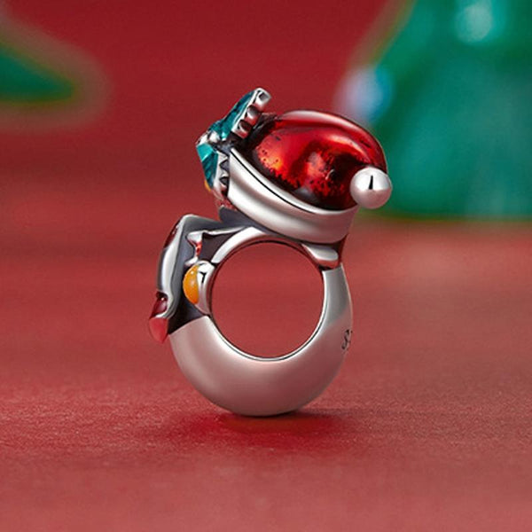 Snowman Enamel Sterling Silver Bead Charm Bracelet Necklace Pendant