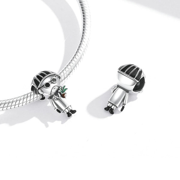Professor Man Enamel Sterling Silver Bead Charm Pendant Bracelet Necklace