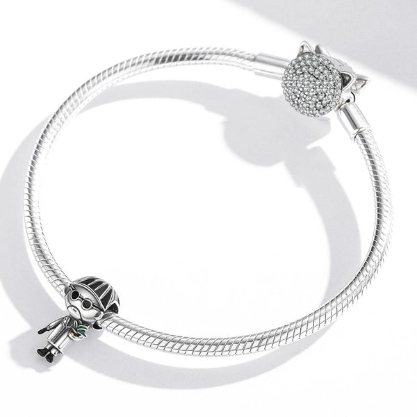 Professor Man Enamel Sterling Silver Bead Charm Pendant Bracelet Necklace