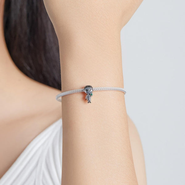Professor Man Enamel Sterling Silver Bead Charm Pendant Bracelet Necklace