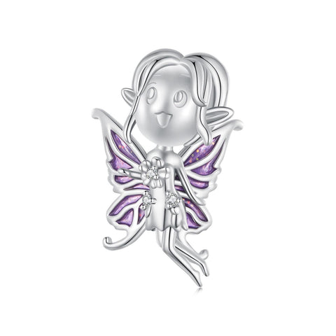 Butterfly Fairy Enamel Sterling Silver Bead Charm Bracelet Necklace Pendant