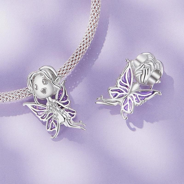 Butterfly Fairy Enamel Sterling Silver Bead Charm Bracelet Necklace Pendant