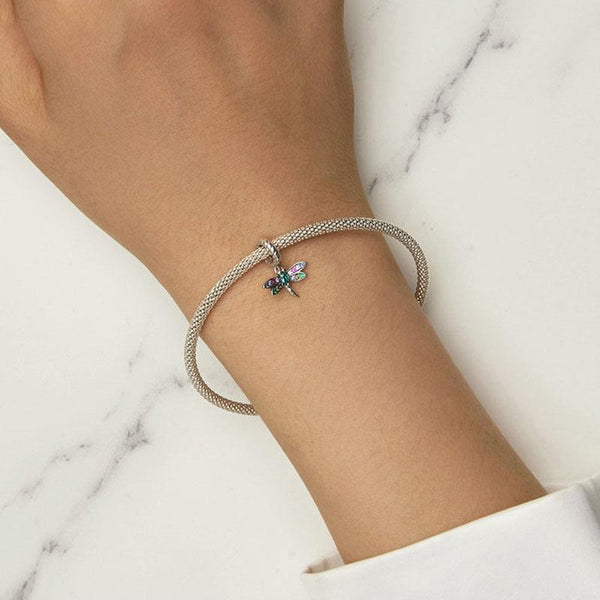 Dragonfly Sterling Silver Crystal Zircon Bead Charm For Bracelet Necklace