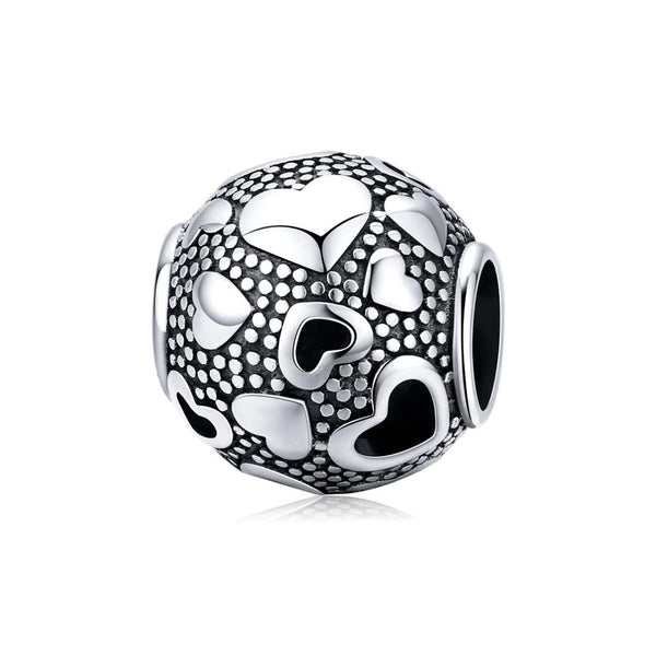 Love Hearts Sterling Silver Spacer Bead Charm Bracelet Necklace Pendant