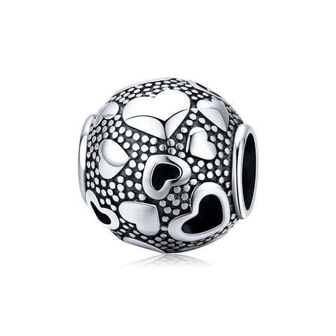 Love Hearts Sterling Silver Spacer Bead Charm Bracelet Necklace Pendant