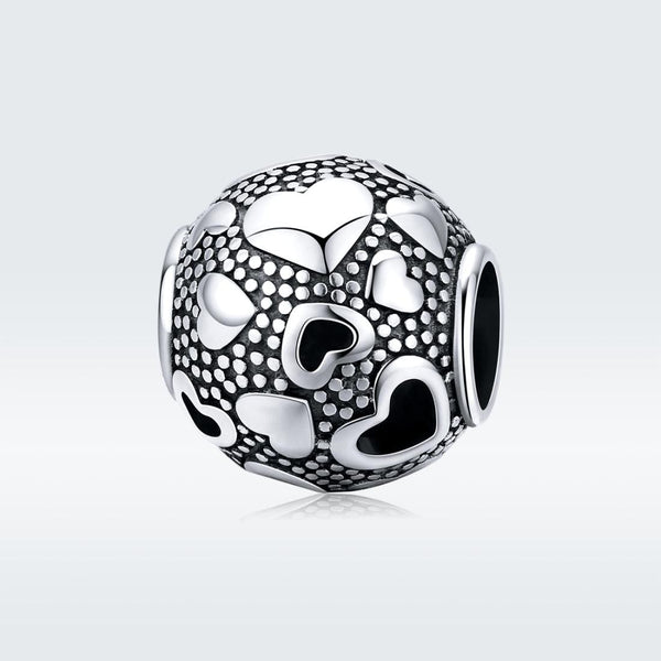 Love Hearts Sterling Silver Spacer Bead Charm Bracelet Necklace Pendant