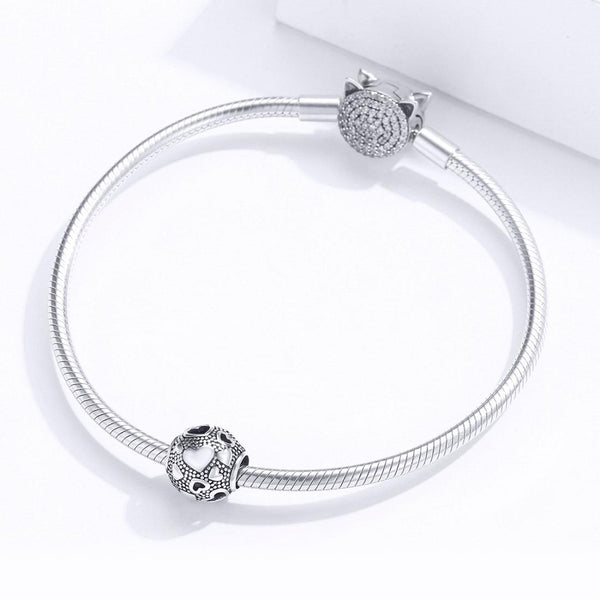 Love Hearts Sterling Silver Spacer Bead Charm Bracelet Necklace Pendant