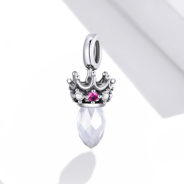 Crystal Crown Sterling Silver Zircon CZ Bead Charm Bracelet Necklace